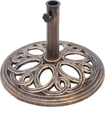 Obrázek produktu pro Stojan na slunečník, kulatý stojan na deštník, litinový stojan na balkonový deštník, stojan na deštník s tyčí Φ38/48 mm, pro zahradu, trh a terasu, držák na deštník s květinovým motivem, bronzový