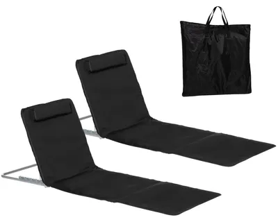 Produktbild von Strandliege Klappbar Sonnenliege verstellbar Seitentasche 134 cm schwarz