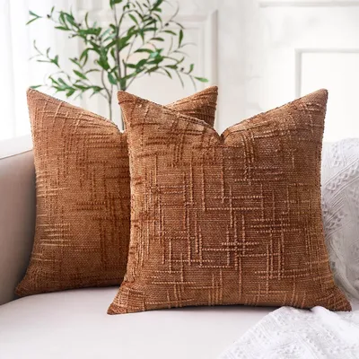 Obrázok produktu pre Poťah na vankúš z mikrovlákna, 45 x 45 cm, farba: karamelová, so zipsom, vhodný do obývačky