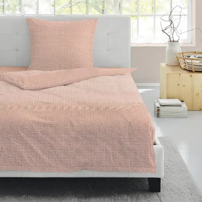 Produktbild von Irisette Seersucker Bettwäsche Easy Uni 155x220 cm + 80x80 cm coral