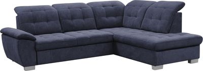 Ecksofa Couch ROYAL links - ausklappbar ausziehbar mit Schlaffunktion - verstellbare Kopfstützen - Behälter Container für Bettzeug - Ausrichtung links - bequemer Sitz mit Wellfeder
