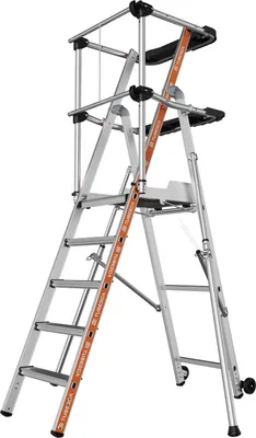 Produktbild von Siedra Stufen Plattformleiter mit Fallschutzschienen und halbautomatischem Schließmechanismus 4 Stufen