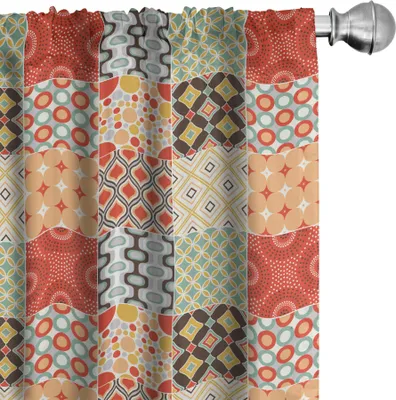 Immagine prodotto di ABAKUHAUS Tende vintage, tende, mosaico con motivo vintage con stampa geometrica diagonale, 2 pezzi 75 x 225 cm, multicolore