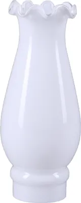 Image de Verre cylindrique Ø 47mm Verre de lampe Blanc brillant Verre de remplacement Verre de lampe avec bord ruché décoratif