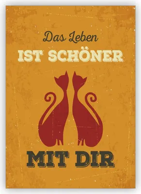 Produktbild von Romantische Retro Liebeskarte zum Hochzeitstag und für Verliebte mit Katzen: Das Leben ist schöner mit Dir