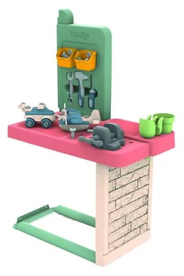 Immagine prodotto di Banco da lavoro Smoby Life, compatibile con le casette da gioco Smoby, 39 accessori, materiale riciclato, dai 2 anni in su, prodotto in Francia
