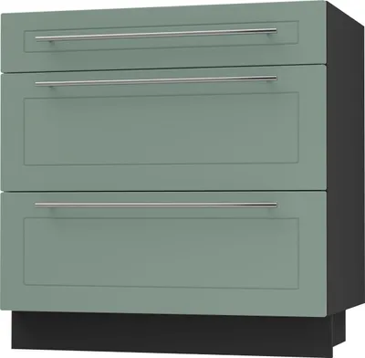 Produktbild von Schubladenunterschrank KVANTUM Vollauszug 80cm Korpus- & Frontfarbe wählbar (Q-D3A/80),mint matt,schwarz