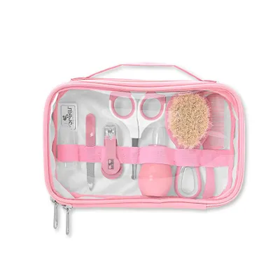 Produktbild von Lorelli Deluxe Babypflegeset mit Reiseetui – Hygiene- und Pflegeset für Babys, Blush Pink Rosa
