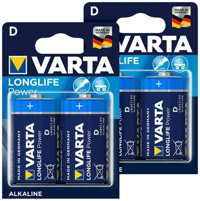 Produktbild von Varta Longlife Power Alkaline-Batterie, Typ Mono/D / LR20, 1,5 V, 4er-Set