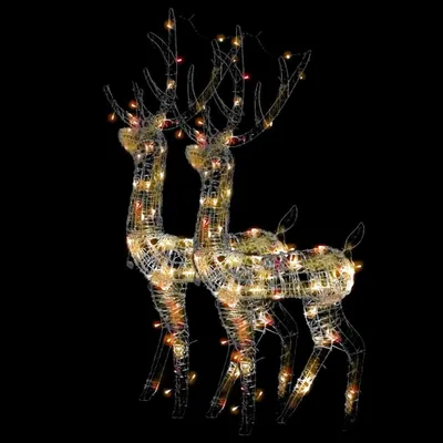 Imagen del producto de vidaXL Decoración navideña "Rentier" de acrílico, 2 unidades, 128 cm, multicolor