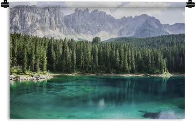 Produktbild von MuchoWow® Wandteppich Wandbehang Berge - Bäume - Wasser 60x40 cm Tapisserie Dekoration Wandtuch - Wanddekorationen