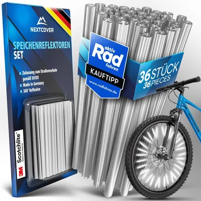 Produktbild von Nextcover® Speichenreflektoren Fahrrad - Das Original - [3M Scotchlite] maximale Sichtbarkeit I StVZO zugelassene Speichen Reflektoren Fahrrad I 36 St