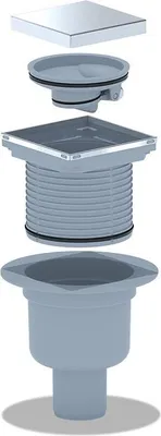 Obrázok produktu pre Podlahový odtok vertikálny 100x100x50mm Sprchový odtok Kúpeľňový podlahový odtok Odvodňovací kanál