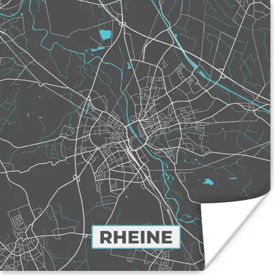 Produktbild von MuchoWow® Poster Deutschland - Blau - Rheine - Stadtplan - Karte 50x50 cm - Wohnzimmerdekoration