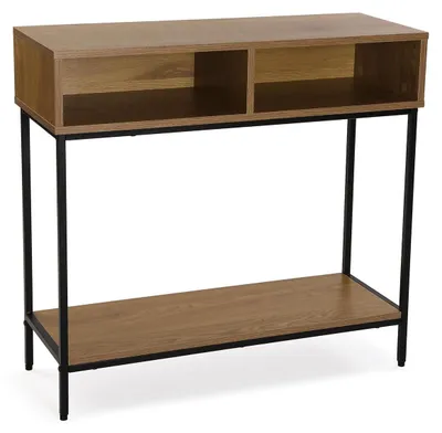 Konsolentisch 75x80x30 cm, mit Schubladen, Dunkelbraun/Schwarz