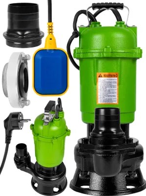 Produktbild von MalTec Abflusswasserpumpe 570W 18000 l/h, Tauchpumpe, Gusseisen, Metallzerkleinerer, Schwimmerschalter, 10m Kabel, 2", Feuerwehrschlauch,
