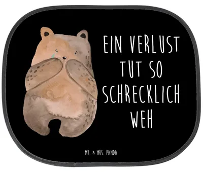 Produktbild von Mr. & Mrs. Panda Sonnenschutz Auto Bär Verlust - Schwarz - Geschenk, Sonnenblende, Trauer Trauergeschenk Traurig Trösten Trost Liebeskummer, saugnapf, Seitenscheibe