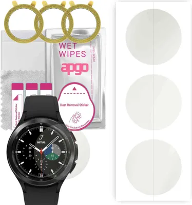 Produktbild von apgo 3 Stück Schutzfolie, Matt, kompatibel mit Samsung Galaxy Watch4 Classic 46mm Smartwatch, Hydrogel Displayschutzfolie mit Positionierhilfe, Displayfolie, robust und kratzfest