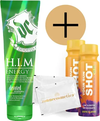 Produktbild von Devoted Creations - H.I.M. Energy + 2 Your Sun Shots + 2 Erfrischende tücher
