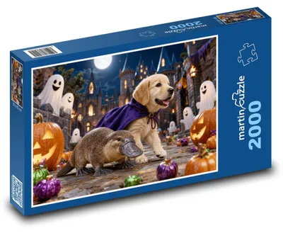 Obrázek produktu pro Puzzle 2000 Ptakopysk a štěně na hradě - martinpuzzle