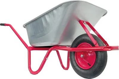 Produktbild von Matrix Schubkarre 100l Liter 250 kg Luftrad Schubkarren groß Garten Scheibtruhe Bauschubkarre | Mulde verzinkt | Metall Felge mit Kugellager | Rot