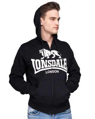 Obrázok produktu pre Pánska tepláková bunda s kapucňou a zipsom slim fit KRAFTY Black M Lonsdale