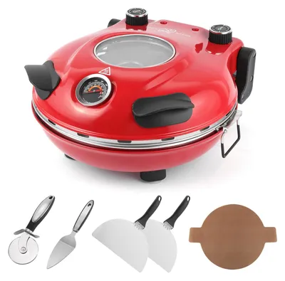 Pizzaofen 1200 W, 420 °C, 31 cm Keramikstein, rot