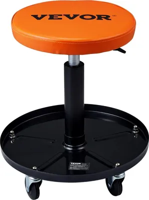 Produktbild von Mechanic Stool, 250 LBS Rolling Pneumatic Creeper Garage/Shop Seat, Adjustable Height 22 in-28 in Padded Rolling Workshop Stool with Tool Tray, for Garage, Shop, Auto Repair, Black+Orange