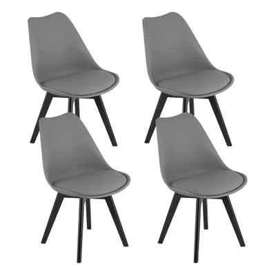 Image de Set de 4 chaises de salle à manger Chaise de salon 4x gris graphite avec pieds en bois massif noir, chaise coque confortable & stable