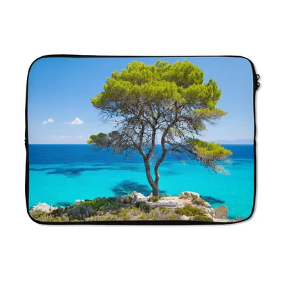 Produktbild von MuchoWow® Laptop Hülle 14 ZollBaum - Meer - Tropisch - Sommer Laptoptasche - Laptoptasche - Stoßsicher - Schutzhaube