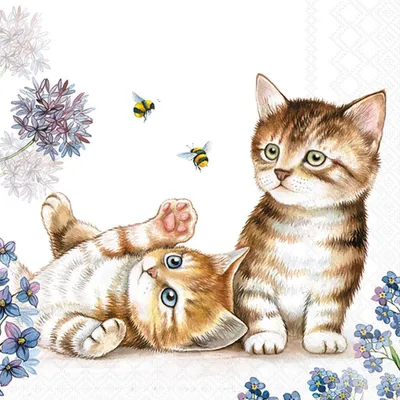 Produktbild von 20 Servietten Cats and Bees - Katzen spielen mit Bienen 33x33cm