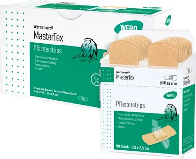Produktbild von MasterTex Pflasterstrips, 7,2 x 2,5 cm, 5 x 40 Stück