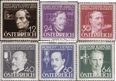 Produktbild von Briefmarken Österreich 1936 Mi 632-637 (kompl.Ausg.) mit Falz Österr.Erfinder