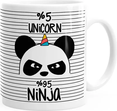 Produktbild von Einhorn Ninja Kaffee-Tasse Unicorn Pandicorn Panda MoonWorks® weiß unisize