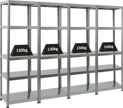 Produktbild von Mega Deal | 4x Schwerlastregal Steel Eagle | HxBxT 180x60x40 cm | Fachlast 130kg | Verzinkt