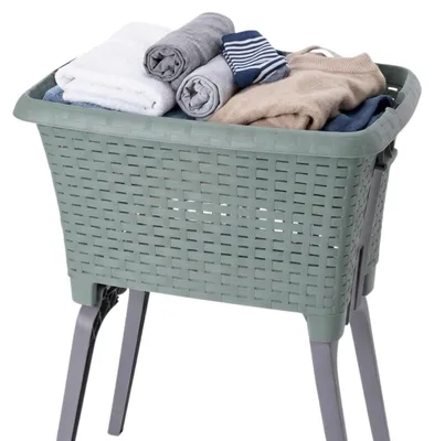 Produktbild von Bathroom Solutions Waschekorb auf Beinen - grun - 35 ltr - 60 x 40 x 28 cm - Waschekorbe