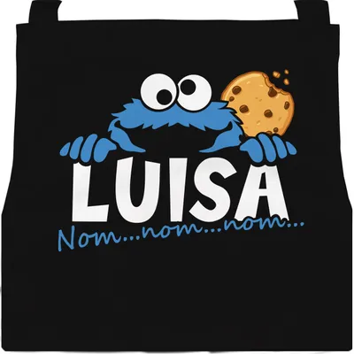 Produktbild von Kochschürze für Kinder mit Namen Keksmonster Cookie für Jungen und Mädchen personalisierte Kinderschürze MoonWorks® schwarz 6-10 Jahre