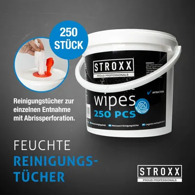 Produktbild von STROXX Reinigungstücher – 250 feuchte Tücher im Spender-Eimer, für Werkstatt & Industrie