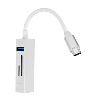 Obrázok produktu pre rozbočovač 5 v 1 USB-C s 3 portami USB a čítačkou kariet micro SD LinQ Silver
