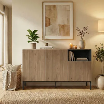 Produktbild von Skye Decor, Hochwertiger Konsolentisch (3-teilig) Sapphire Oak, 140 cm, 100% Melamin