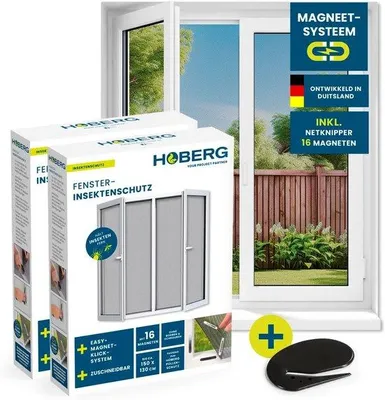 Obrázok produktu pre Magnetická sieť proti hmyzu na okná | Na mieru rezaná do rozmerov 150 x 130 cm | Jednoduchá inštalácia bez vŕtania alebo skrutiek | 2 ks
