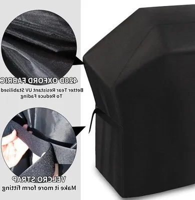 Obrázek produktu pro Voděodolná plachta na gril 183 x 66 x 130 cm, černá, 420D, odolná proti větru, odolná proti UV záření