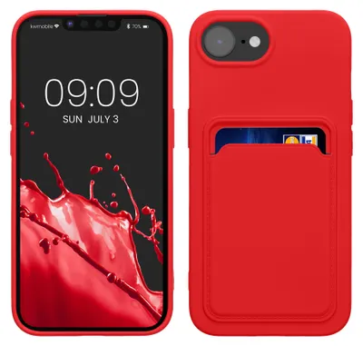 Produktbild von kwmobile Handyhülle für Apple iPhone 17e / iPhone 16e Hülle mit Kartenfach - TPU Case - Kabelloses Laden - Schutzhülle Cover in Rot