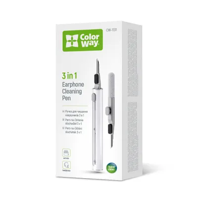 Immagine prodotto di COLORWAY Penna per la pulizia delle cuffie 3 in 1, strumento di pulizia con pennello, spugna e punta in metallo, bianco