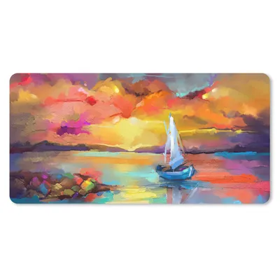 Produktbild von MuchoWow® Schreibtischunterlage Malerei - Ölfarbe - Boot - Farben 80x40 cm - XXL Mauspad - Gaming Mauspad