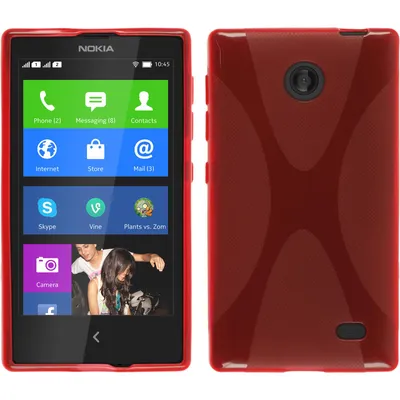 Produktbild von PhoneNatic Case kompatibel mit  Nokia X / X+ - rot Silikon Hülle X-Style + 2 Schutzfolien