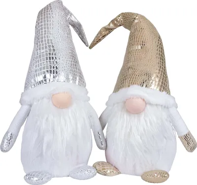 Produktbild von Weihnachten Deko Wichtel Figur 31cm (61cm) weiß gold silber - Set mit 2 Designs