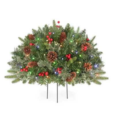 Productafbeelding van HOKEEPER kerstboom, 50 cm, met 8 LED-lichtstanden, inclusief kegeltjes en bessen