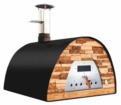 Produktbild von Holzbackofen Veloce Pro 100 – Schieferfront Terrakotta Ofenfarbe: schwarz Ofengestell: ohne Gestell