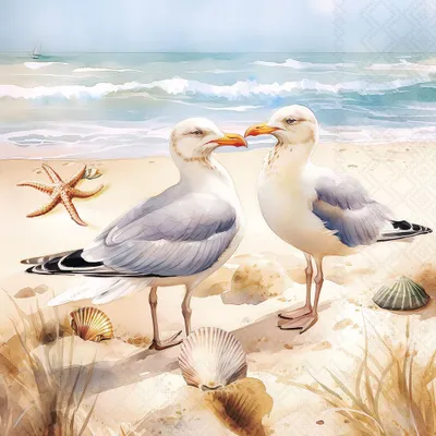 Produktbild von Servietten 33x33 cm - Seagulls